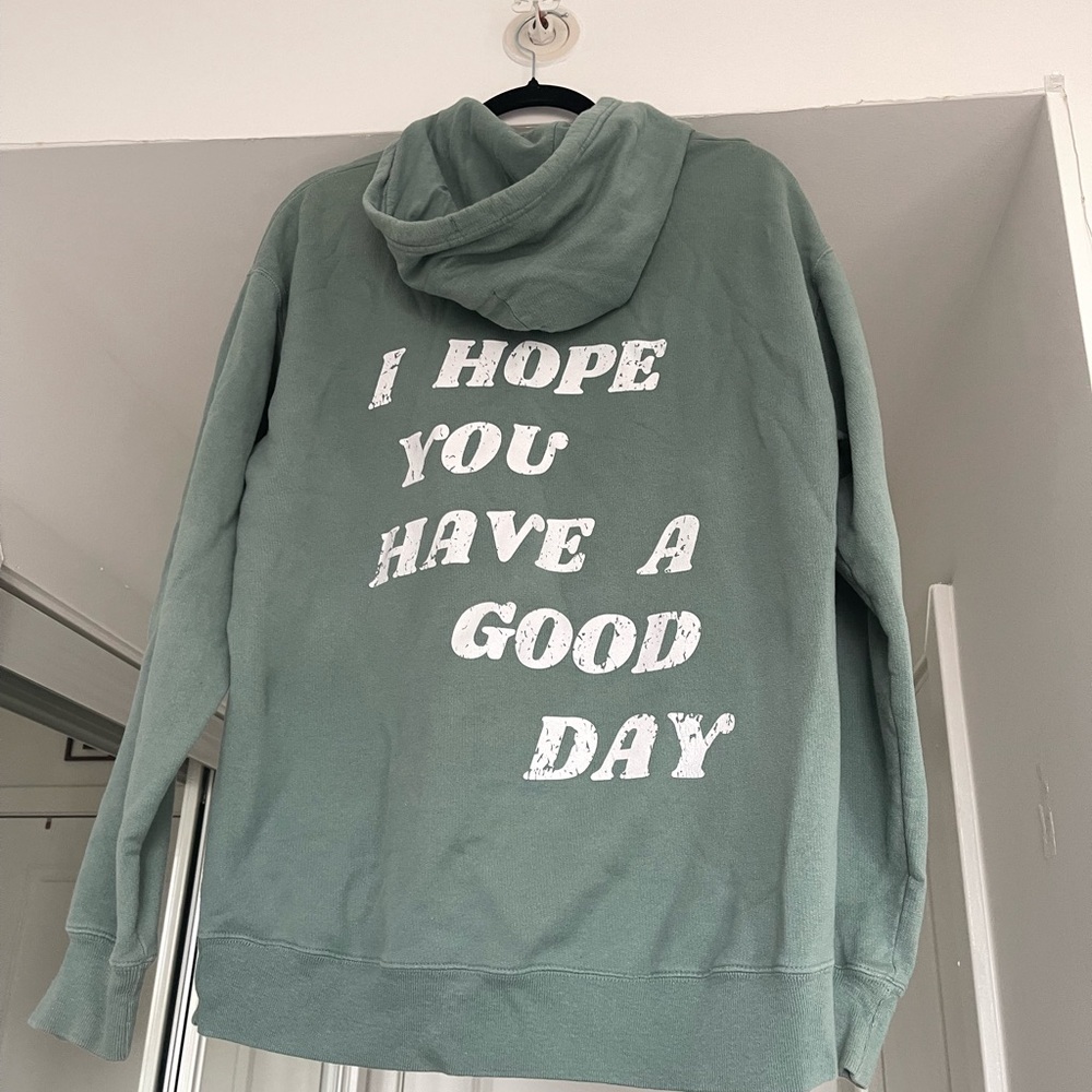 Olive Green Oversized “I Hope You Have a Good Day” Hoodie